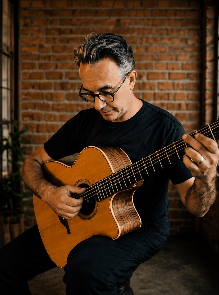 Andy Fox playing acoustic guitar